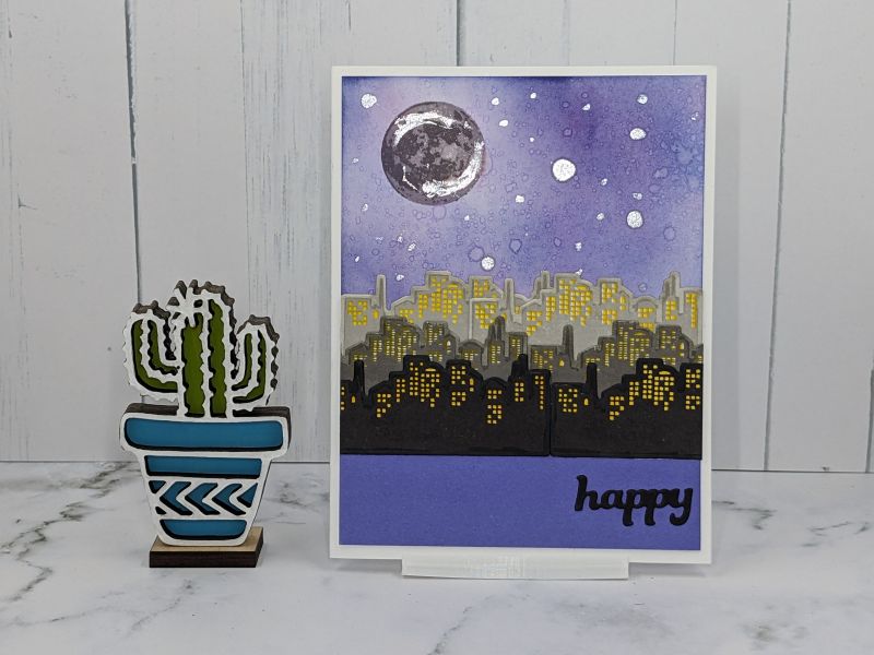 Cityscape greeting card suitable for guys